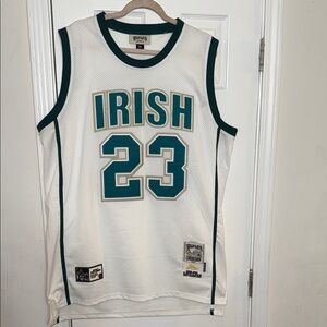 Lebron James White Jersey with Green and Gold Accents